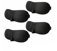 Contoured Sleep Mask Light Blocking Eye Soft Skin-Friendly Material Breathable Cover For Rest Travel Yoga(4pcs with Nose Black)