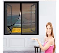 Contra Insectos Magnético Mosquitera 125 x 140 cm Pantalla Mosquitera Universal Cierre Automático sin Taladrar Fácil de Ensamblar Mosquitera con Imán para Ventana Correderas, Negro
