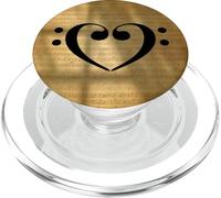 Contrabajo Clef Heart Vintage Gold Partitura Love Bajista PopSockets PopGrip para MagSafe