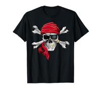 Contraband - Pirate - Red Bandana - Skull & Bones Logo Camiseta