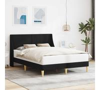 Contrachapado duradero moderno dormitorio sin adornos Negro 24.305 | Estructura de Cama Liso con Cabecera de Pared, Base de Contrachapado Resistente, Listones Flexibles, Soporte 140kg, Fácil