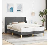 Contrachapado resistente moderno minimalista Gris oscuro 25.905 | Estructura de cama liso con cabecera montada en pared, base resistente de contrachapado, soporte 140kg, sommier con listones