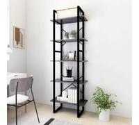 Contrachapado y metal estilo industrial modelo modular gris 60x30x105 cm | Estantería de 5 niveles madera de ingeniería gris 60x30x175 cm Librero industrial con estructura metálica para salón, oficina