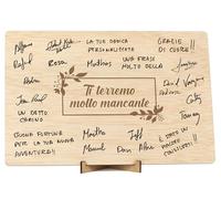 CONTRAXT Biglietto di Addio o Libro delle Firme in Legno. Dettaglio Originale per Addio a Colleghi di Lavoro, Capi, Insegnanti, Maestre, Fine Corso, Lauree, Amiche (Addio)