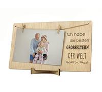 CONTRAXT Bilderrahmen für Opa Oma geschenk. Großelterngeschenke bester großvatertag Ich liebe dich opa oma Bilderrahmen Klammern Leine Fotoleine fotorahmen holz (Großeltern DE)