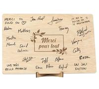 CONTRAXT Cadeaux pour Remercier des Personnes Spéciales. Cadeaux Originaux Carte ou Livre de Signatures de Remerciement en Bois pour anniversaires d'amis hommes femmes (Merci)