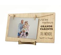 CONTRAXT Cadre photo Cadeau grands-parents. Cadeau Cadre photo support pele mele Porte acroche photo fête grands-parents t'aime grand-père grand-mère deco corde bois pèle mêle (Grands-parents FR)