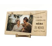 CONTRAXT Cadre photo cadeau original mama mère. Cadeau détail Cadre photo support Carte postale pele mele porte acroche photo félicitations fête des mères mama corde pince bois pèle mêle (Mère FR)