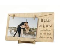 CONTRAXT Cadre photo cadeau original marriage. Cadre photo carte postale détail support tableau pele mele porte acroche photo félicitations copains deco avec corde pince mariage bois (Marriage FR)