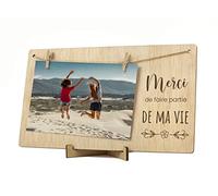 CONTRAXT Cadre photo pele mele photo mural. Cadeau détail Carte Remerciement ami spécial Cadre support tableau pele mele porte photo deco corde pince mural bois pèle mêle photo homme Femme (Merci FR)