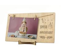 CONTRAXT Cadre photo pele mele photo mural. Cadre support tableau pele mele cadeau details joyeux anniversaire amis homme femme enfants porte photo corde pince polaroid pèle mêle (Anniversaire FR)