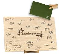 CONTRAXT Carta di compleanno in legno. Regalo originale libro delle firme carta di compleanno per uomini o donne amici colleghi Comp Compl (Buon Compleanno)