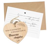 CONTRAXT Carte Cadeau de Départ en Bois. Cœur Suspendu, Carte Originale pour Collègues Chef Enseignants Fin d'Année Scolaire Diplôme Amis