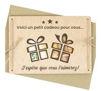 CONTRAXT Carte en Bois pour Cadeau d'Argent Manière Originale d'Offrir de l'Argent pour Anniversaire & Mariage Support Créatif avec Enveloppe