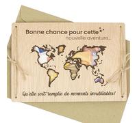 CONTRAXT Carte en Bois pour Caisse de Voyage Cadeau Original pour Vacances & Aventure Support pour Argent et Fonds de Voyage
