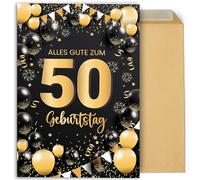 CONTRAXT Geburtstagskarte zum 50. Geburtstag. Originelle große Klappkarte 42x30 cm mit Glückwünschen für Familie, Freunde und Kollegen (50 Jahre)