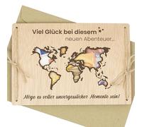 CONTRAXT Holzkarte für Reisekasse & Urlaubsgeld Originelle Geschenkidee für Reisende Geldhalter für Abenteuer & Reisen