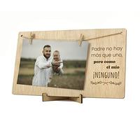 CONTRAXT Marco de Fotos Papa Dia del Padre. Marco colgar fotos con pinzas 10x15 madera natural ideas regalos detalles originales para papa postal dia padre primerizo wonderful originales (Padre ES)