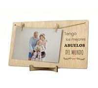 CONTRAXT Marco fotos regalo abuelo abuela. Portafotos con pinza de madera natural 10 x 15 regalos originales abuelos día del mejor abuelo te quiero abuela regalo original cumpleaños (Abuelos ES)