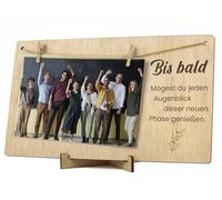CONTRAXT Photo Frame with Wooden Clips. Originelles Geschenk Abschiedskarte Abschied von Freundin Kollege der geht Fotoaufhänger mit Klammern 10x15 Holz (Abschied)