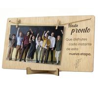 CONTRAXT Portafotos con pinzas de madera. Regalo original tarjeta despedida decir adiós amiga compañero trabajo que se va Marco colgar fotos con pinzas 10x15 madera (Despedida)