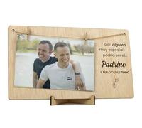 CONTRAXT Regalo original Quieres ser mi padrino. Portafotos con pinzas Regalo original tarjeta padrino bebé madera Marco colgar fotos con pinzas 10x15 (Padrino)