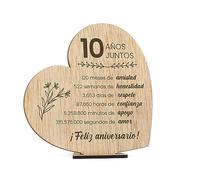 CONTRAXT Regalos 10 aniversario bodas o novios. Detalles regalos originales postal tarjeta de felicitacion aniversario de bodas pareja 10 años novios casados mujer hombre (10 Años),GFT-15-10-Wood-M