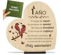 CONTRAXT Regalos primer aniversario bodas o novios. Detalles originales postal tarjeta de felicitacion pareja 1 año casados mujer hombre (1 Año),GFT-15-1-Wood-M