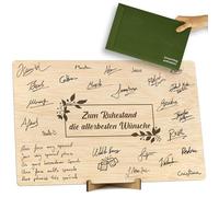 CONTRAXT Ruhestandskarte oder Unterschriftenbuch aus Holz. Originelle Glückwünsche zur Pensionierung für Kollegen, Chefs, Freunde, Lehrer, Pensionierte Männer und Frauen (Ruhestand)