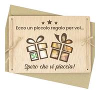 CONTRAXT Targa in Legno Portasoldi per Compleanno & Anniversario Idea Creativa per Regalare Denaro Sorpresa Originale con Busta