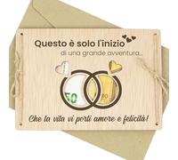 CONTRAXT Targa Portasoldi in Legno per Matrimonio Idea Regalo Originale per Sposi Busta Creativa per la Luna di Miele