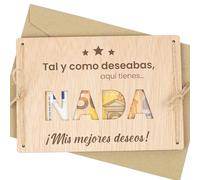 CONTRAXT Tarjeta de Madera para Regalar Nada Regalo de Broma para Dar Dinero de Forma Original Soporte Divertido para Cumpleaños y Aniversario