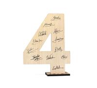 CONTRAXT Tarjeta felicitacion para cumpleaños y aniversarios. Numero de madera 4 Postal o Libro de firmas Regalo original de feliz cumpleaños aniversario cumple amigos hombre mujer (4)