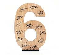 CONTRAXT Tarjeta felicitacion para cumpleaños y aniversarios. Numero de madera 6 Postal o Libro de firmas Regalo original de feliz cumpleaños aniversario cumple amigos hombre mujer (6)