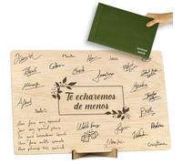 CONTRAXT Tarjeta regalo de despedida madera. Detalle regalo original Tarjeta Despedida trabajo para Compañeros trabajo Profesor maestra en fin de curso Amiga Libro de firmas en madera (Despedida)