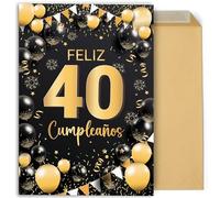 CONTRAXT Tarjeta regalo felicitación de Cumpleaños 40 Años. Detalle regalo postal original grande 42x30 cm abierta felicitaciones feliz cumpleaños familia amigos compañeros (40 Años)