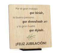 CONTRAXT Tarjeta regalo original Feliz Jubilacion en madera. Regalos originales jubilacion con dedicatoria compañeros trabajo jefes amigos profesor maestra jubilado hombre mujer (Jubilacion)