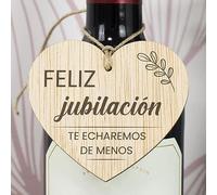 CONTRAXT Tarjeta regalo original Feliz Jubilacion en madera. Tarjeta jubilacion colgante dedicatorias compañeros trabajo jefes amigos profesores maestras jubilados hombre mujer