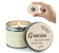 CONTRAXT Vela con tarjeta de Madera Regalo original de Agradecimiento. Regalos originales dar las Gracias Amigas Especiales Gracias por todo amiga amigo hombre mujer