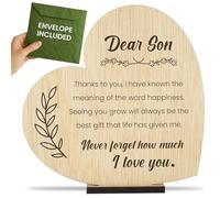 CONTRAXT Wooden Gift Card for a Son. Original Gift Idea for Son Birthday Card Gift Ideas for Son Thank You Plaque Sign Wood