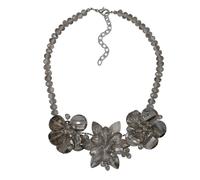 Control bisutería cadena collar cuello flor brillo cristal piedra gris brillante