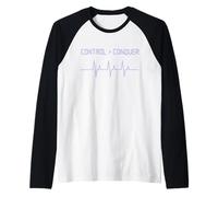 Control Conquer Epilepsy Awareness EEG Lavanda Ribbon Quote Camiseta Manga Raglan
