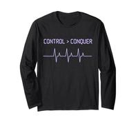 Control Conquer Epilepsy Awareness EEG Lavanda Ribbon Quote Manga Larga