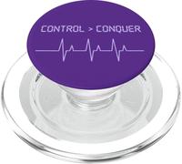 Control Conquer Epilepsy Awareness EEG Lavanda Ribbon Quote PopSockets PopGrip para MagSafe