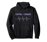 Control Conquer Epilepsy Awareness EEG Lavanda Ribbon Quote Sudadera con Capucha