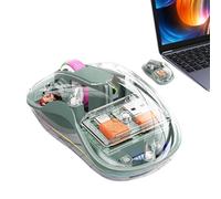 Control de computadora portátil inalámbrico, control de computadora trimodo transparente con luz RGB, juego de aprendizaje de trabajo con clic silencioso para sala de estudio, dormitorio