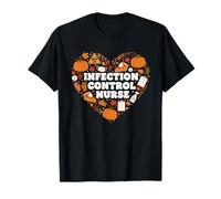 Control de infecciones Enfermera Corazón Otoño Acción de Gracias Mujeres Hombres Camiseta