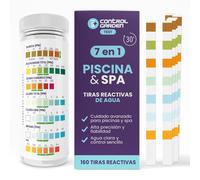 CONTROL GARDEN 160 Tiras pH Reactivas de Prueba 7 en 1 | Test Piscina y Spa | Medidor pH, Cloro Libre y Total, , Alcalinidad, , Ácido Cianúrico Agua Baño | 30 s | Control
