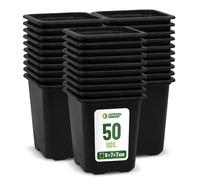 + CONTROL GARDEN GROWMANIA Pack 50 Macetas Negras Cuadradas para Plantas 8 x 7 x 7 cm - 50 Maceteros de Plástico para Flores 8 x 7 x 7 cm - Ideal Exterior e Interior Flores, Esquejes y Semillas