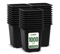 + control GARDEN Pack 1000 Macetas Negras Cuadradas para Plantas 8 x 7 x 7 cm - 1000 Maceteros de Plástico para Flores 8 x 7 x 7 cm - Ideal Exterior e Interior Flores, Esquejes y Semillas